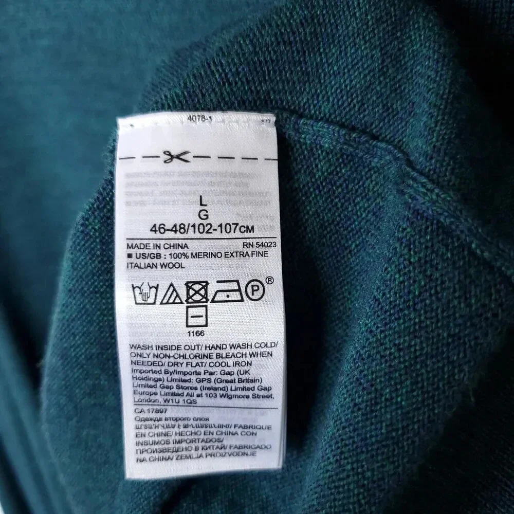 Banana Republic Baruffa Merino Wool Sweater Mens Size Large Blue Italian Yarn - Picture 8 of 13